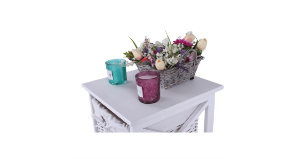 Komoda se 3 koši, TAYAS, bílá