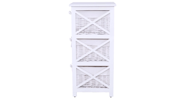 Komoda se 3 koši, TAYAS, bílá