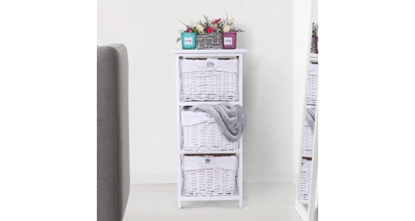 Komoda se 3 koši, TAYAS, bílá