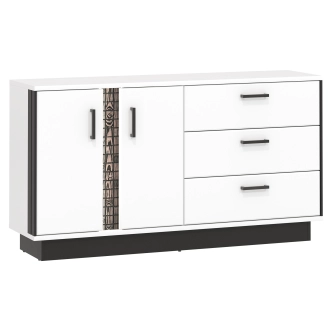 Komoda SIGOURNEY 2D3S, bílá/černá/bílá vysoký lesk 