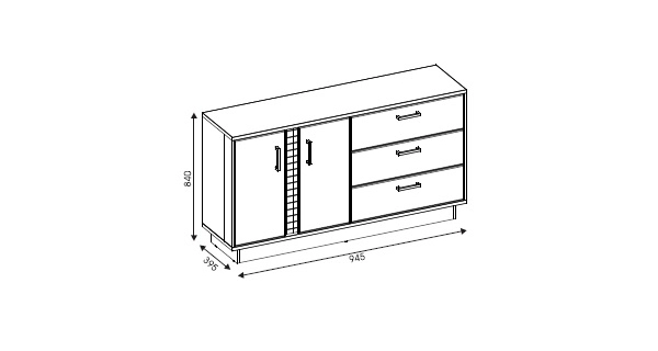 Komoda SIGOURNEY 2D3S, bílá/černá/bílá vysoký lesk 