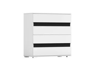 Komoda SIMILIS 4S, bílá/černý lesk