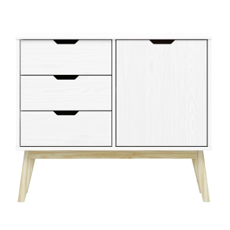 Komoda SIMIR 1D3S, masiv borovice/bílý lak