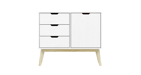 Komoda SIMIR 1D3S, masiv borovice/bílý lak