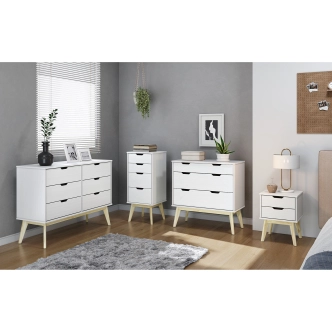 Komoda SIMIR 2D1S, masiv borovice/bílý lak