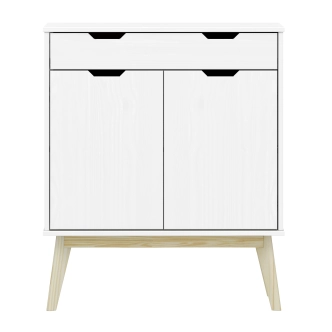 Komoda SIMIR 2D1S, masiv borovice/bílý lak