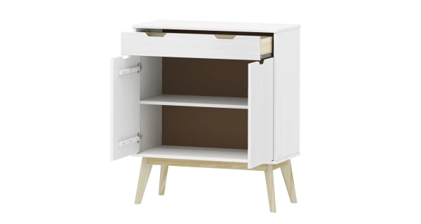 Komoda SIMIR 2D1S, masiv borovice/bílý lak