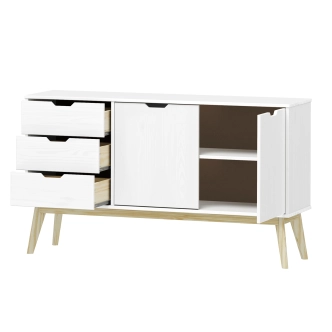 Komoda SIMIR 2D3S, masiv borovice/bílý lak