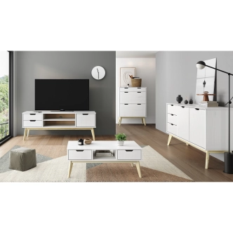 Komoda SIMIR 2D3S, masiv borovice/bílý lak