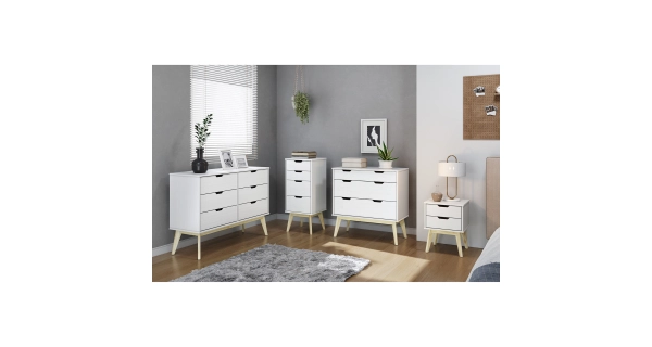 Komoda SIMIR 2D3S, masiv borovice/bílý lak
