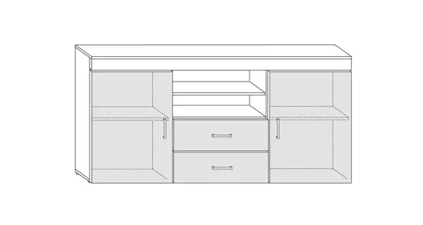 Komoda SIWANI, švestka wallis/černý lesk