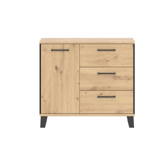 Komoda SOMONI 1D3S, dub artisan/černá