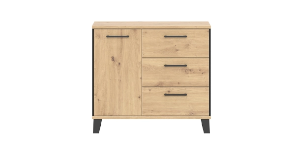 Komoda SOMONI 1D3S, dub artisan/černá