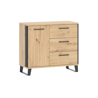 Komoda SOMONI 1D3S, dub artisan/černá