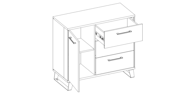 Komoda SOMONI 1D3S, dub artisan/černá