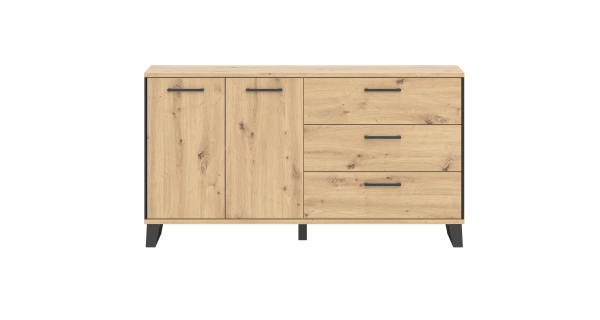 Komoda SOMONI 2D3S, dub artisan/černá