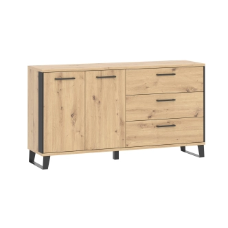 Komoda SOMONI 2D3S, dub artisan/černá