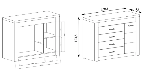 Komoda SWED S17, jasan tmavý