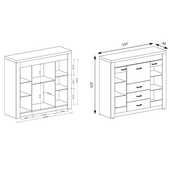 Komoda SWED S8, jasan bílý 