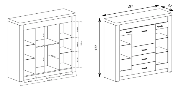 Komoda SWED S8, jasan světlý 