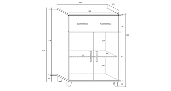Komoda TAMBALA 2D1S, olše