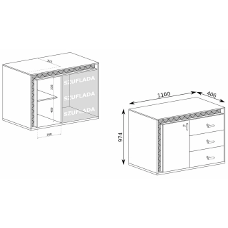 Komoda TARAMI 1D3S, ořech