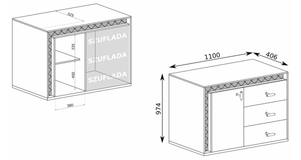 Komoda TARAMI 1D3S, ořech