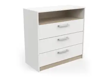 Komoda TODY 3S, bílá/dub kronberg