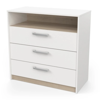 Komoda TODY 3S, bílá/dub kronberg