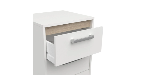 Komoda TODY 5S úzká, bílá/dub kronberg