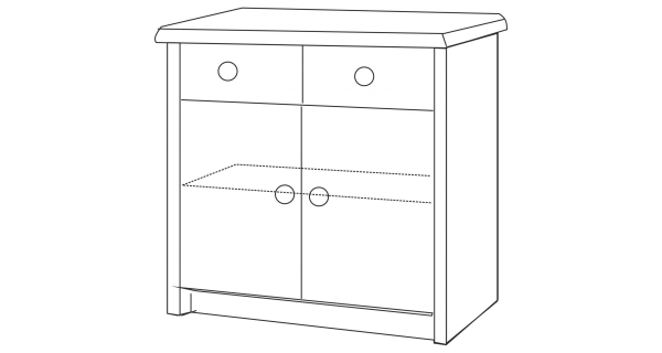 Komoda TOLIMA 2D2S, masiv borovice