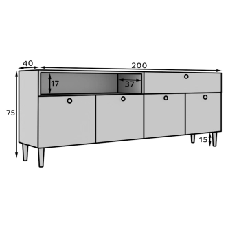 Komoda TORVIAN 200, bílá