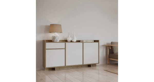 Komoda TORZEL 3D1S, dub royal/bílá