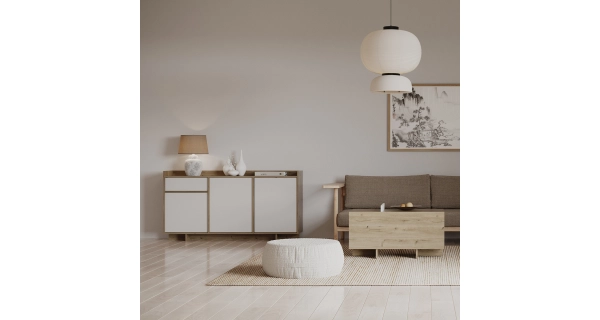 Komoda TORZEL 3D1S, dub royal/bílá