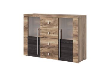 Komoda TYLTA 2D4S, ořech satin/touchwood