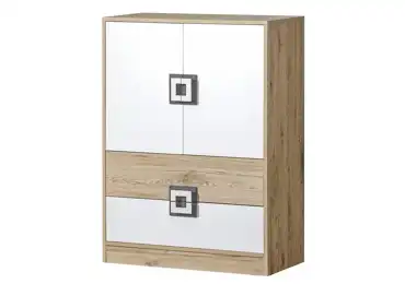 Komoda UWARA 2D2S, dub jasný/bílá/popel