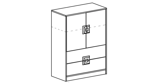 Komoda UWARA 2D2S, dub jasný/bílá/tyrkys