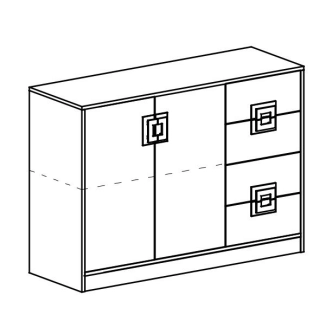 Komoda UWARA 2D4S, dub jasný/bílá