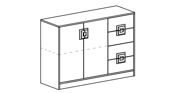 Komoda UWARA 2D4S, dub jasný/bílá