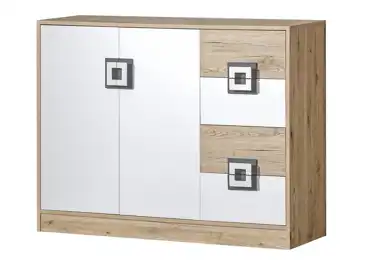 Komoda UWARA 2D4S, dub jasný/bílá/popel