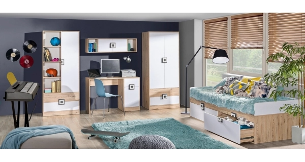 Komoda UWARA 2D4S, dub jasný/bílá/popel