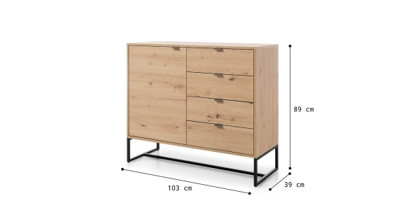 Komoda VEREL 1D4S, dub artisan