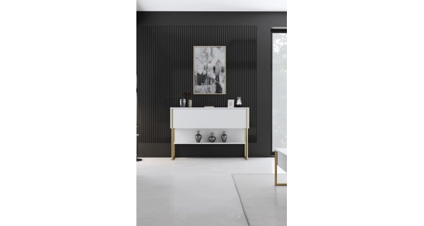 Komoda WELTRIS, bílá/zlatá