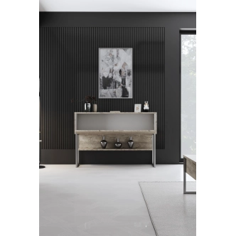 Komoda WELTRIS, travertin/stříbrná