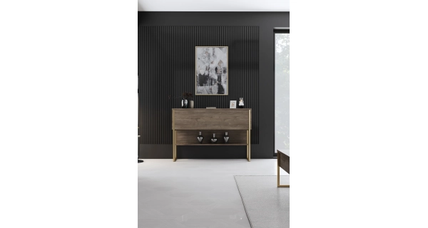 Komoda WELTRIS, vlašský ořech/zlatá