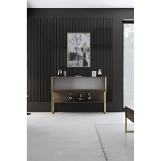 Komoda WELTRIS, vlašský ořech/zlatá