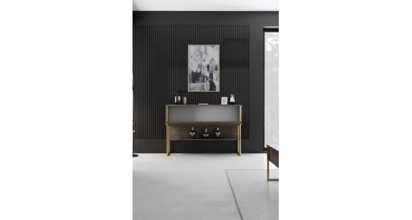 Komoda WELTRIS, vlašský ořech/zlatá