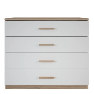 Komoda WHEELER 4S, dub kartáčovaný/bílá mat