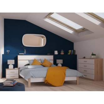 Komoda WHEELER 4S, dub kartáčovaný/bílá mat