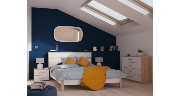 Komoda WHEELER 4S, dub kartáčovaný/bílá mat